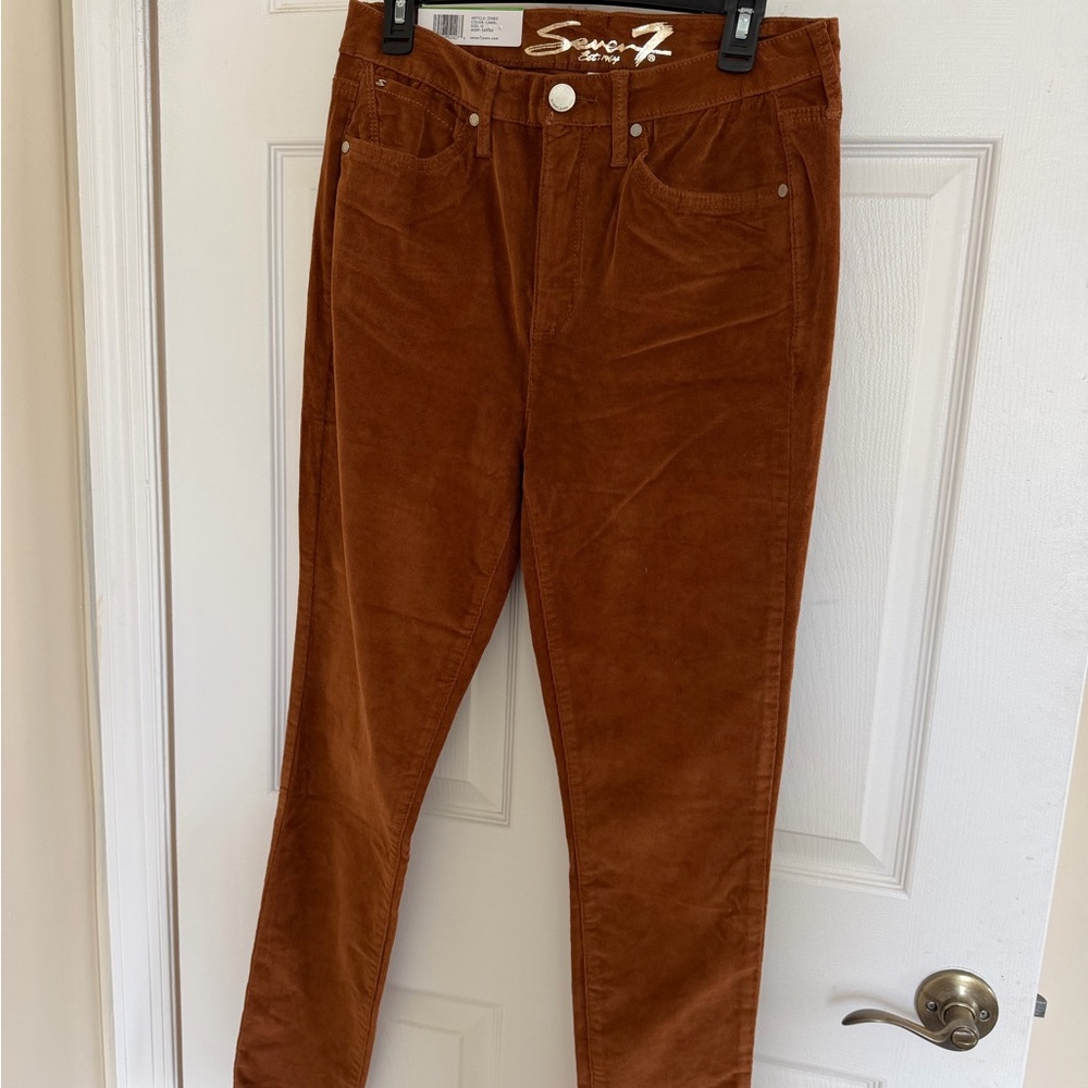 Seven7 Camel Corduroy High-Rise Pants